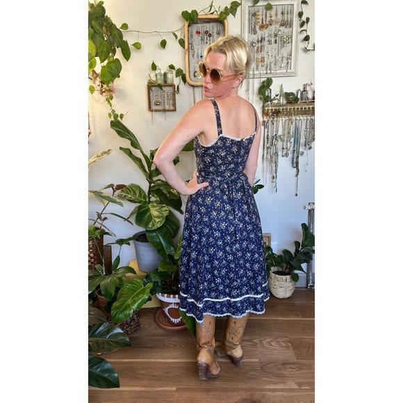Vintage Gunne Sax Calico Sundress 70s Prairie Corragecore Dress XS - Picture 3 of 10